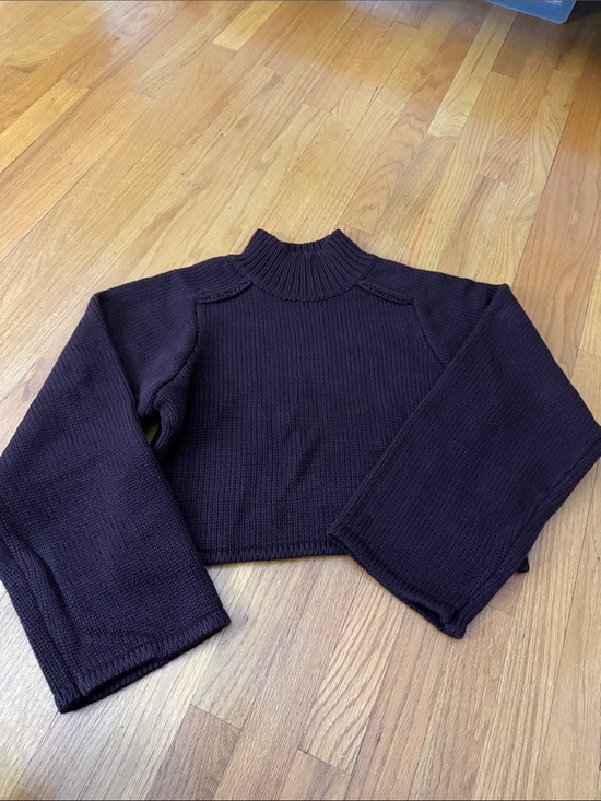 12th Tribe Sweaters - 12th Tribe Cropped Turtleneck Sweater - Deep Brown